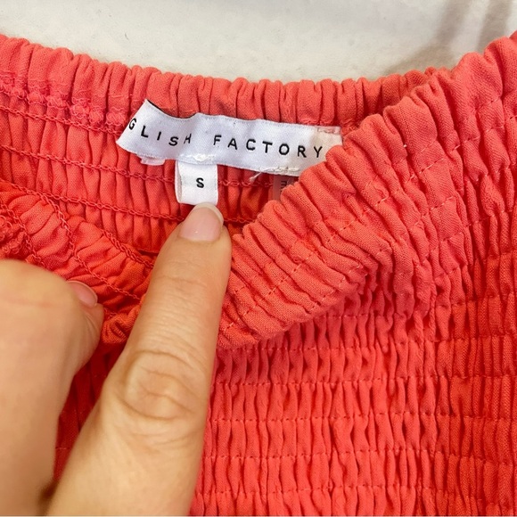 English Factory Orange Embroidered Smocked Tiered Midi Dress Size Small - Picture 3 of 12